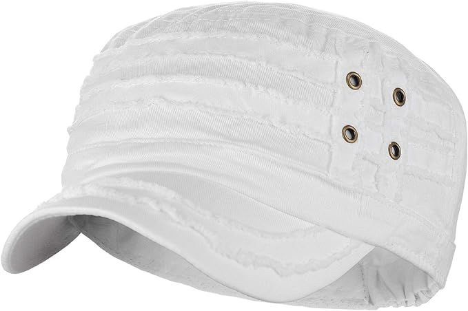 D&Y Unisex Cotton Distressed Layered Frayed Cadet Military Cap | Amazon (US)