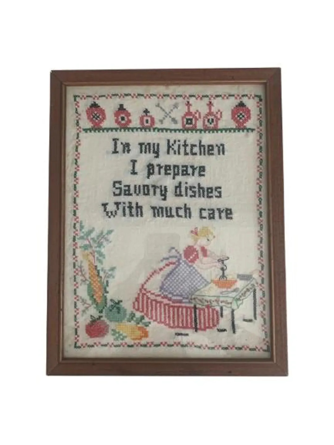 Framed Embroidered Kitchen Cross Stitch Wall Decor | Etsy (US)