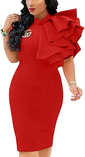 XXTAXN Women's Cocktail Bodycon Ruffle Sleeveless Formal Mini Pencil Dress | Amazon (US)