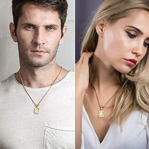 Trendsmax Initial Letter Pendant Necklace Mens Womens Capital Letter Yellow Gold Plated A Z Stain... | Amazon (US)