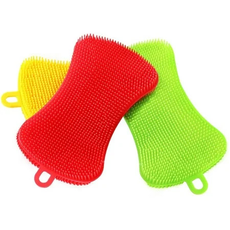 Silicone Sponge Dish Sponge - Kitchen Dish Scrubber Food Grade Reusable Sponges for Dishes, 3 Pack | Walmart (US)