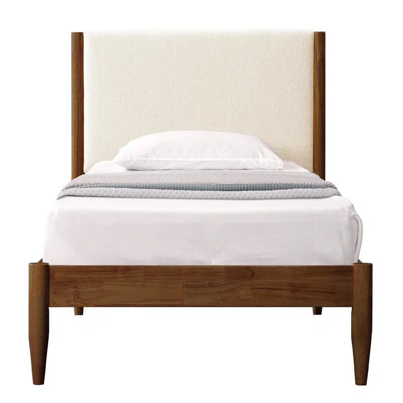 Besan Solid Wood Upholstered Headboard Boucle Bed Frame | Wayfair North America