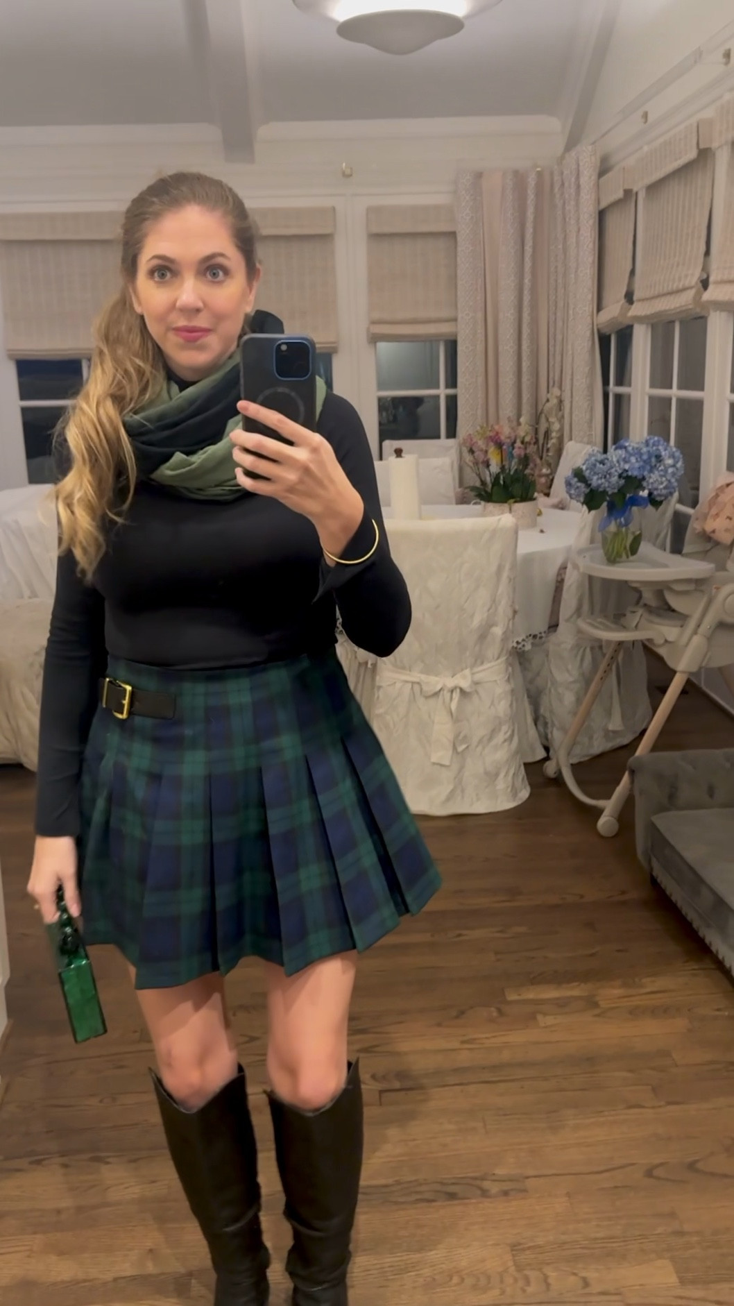 green tartan skirt with shorts built in!! I also love the belt detail. Exact matches linked. There is a mix of high and low priced items. Next week I’ll wear tights, but it isn’t that cold yet in Dallas. 

#LTKWatchNow #LTKHoliday #LTKFindsUnder100