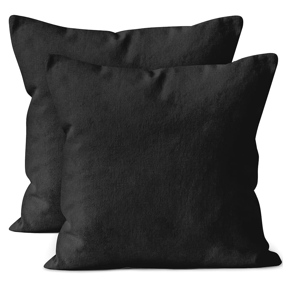 Encasa XO Throw Pillow Covers 18x18 in Set of 2 Jet Black | No Inserts | Cotton Pillow Covers for... | Amazon (US)