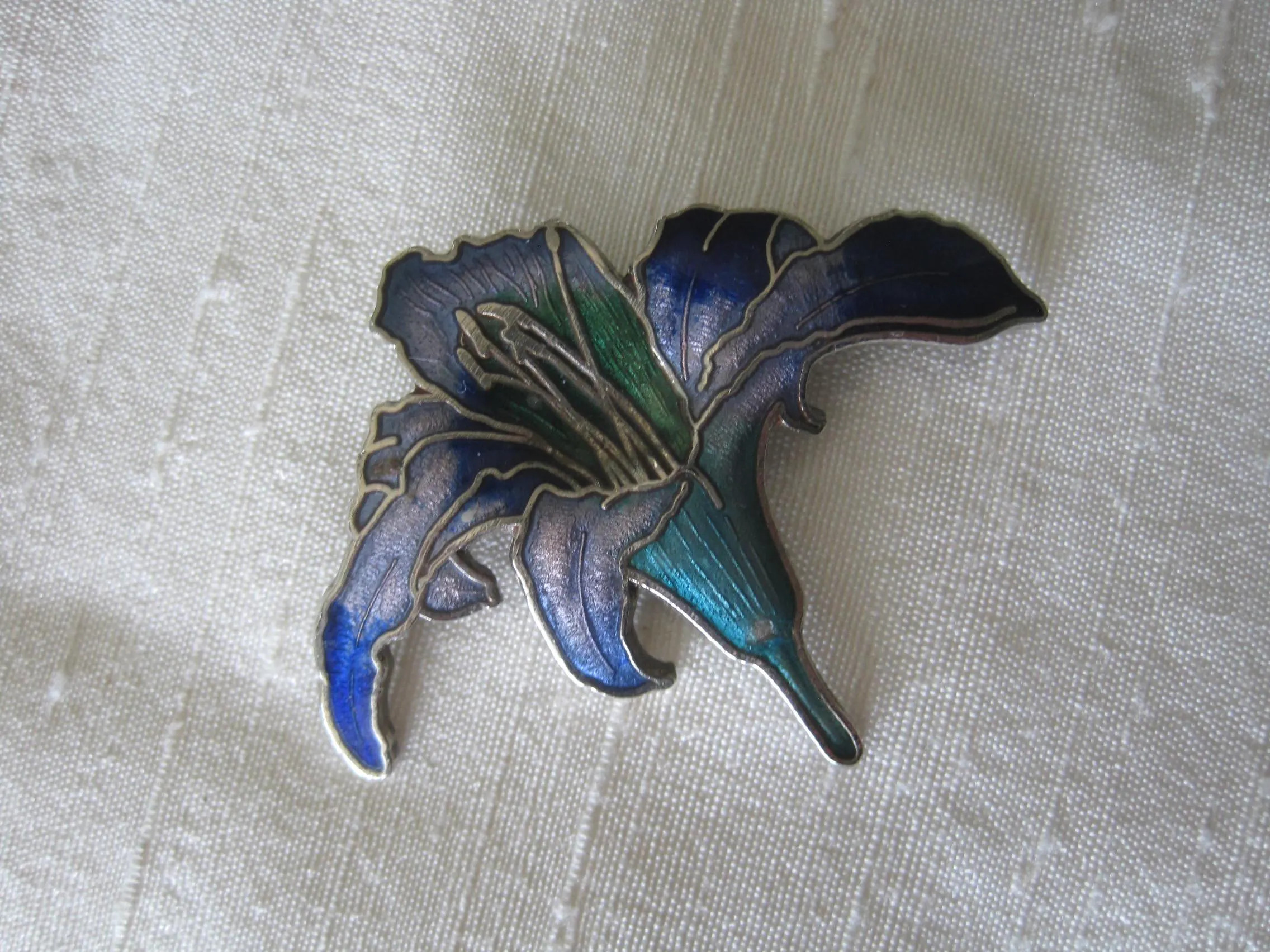 Vintage Iris Flower Brooch. Cloisonne Enamel Brooch. | Etsy (Global)