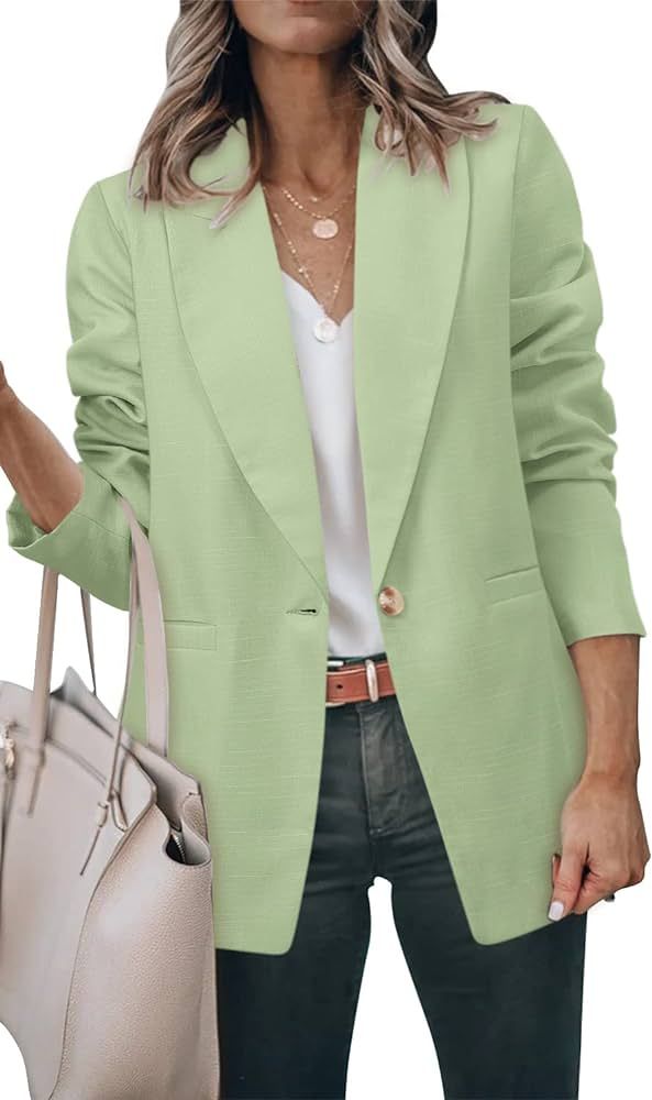 Women's Casual Lightweight Blazer Jacket Suits Lapel Long Sleeve for Daily/Work | Amazon (US)