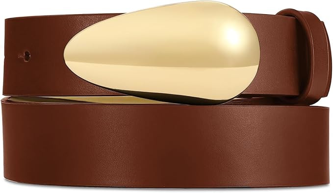 Women Leather Belt Fashion Belt for Women Gold Buckle Perfect for Jeans | Amazon (US)