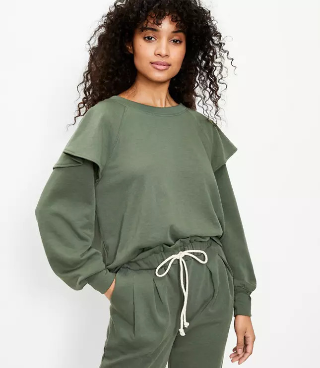 Lou & Grey Ruffle Terry Sweatshirt | LOFT