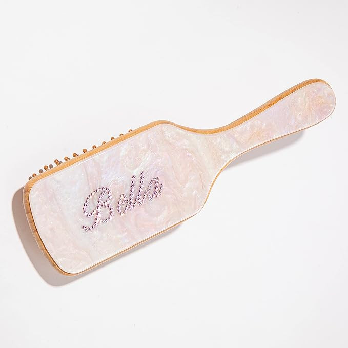Custom Rhinestone Name Hair Brush Personalized gifts Natural Wooden Bamboo Brush (Wet/Curly/Thick... | Amazon (US)