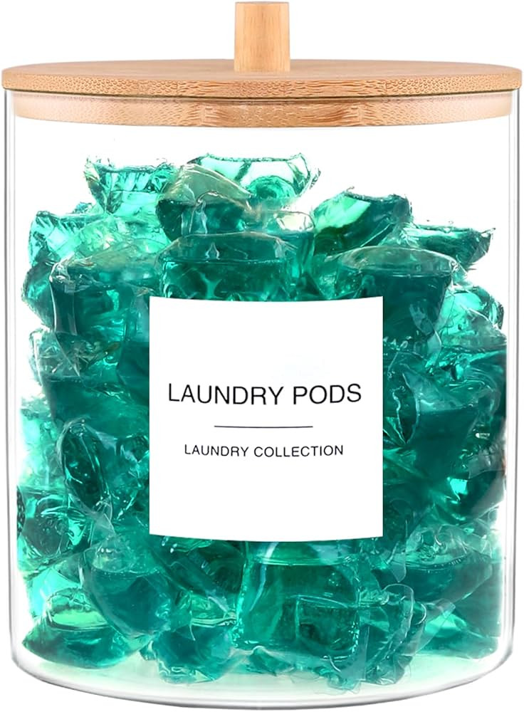 TIPGO Glass Jars for Laundry Room Organization, Laundry Pods Container with 27 Labels, Detergent ... | Amazon (US)
