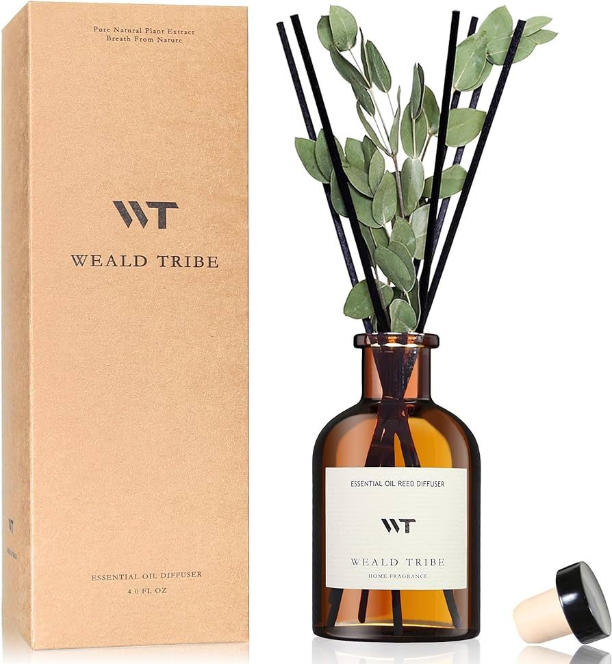 Flower Reed Diffuser Set for Bathroom Air Fresheners, Oil Diffuser Sticks | Eucalyptus & Lavender... | Amazon (US)