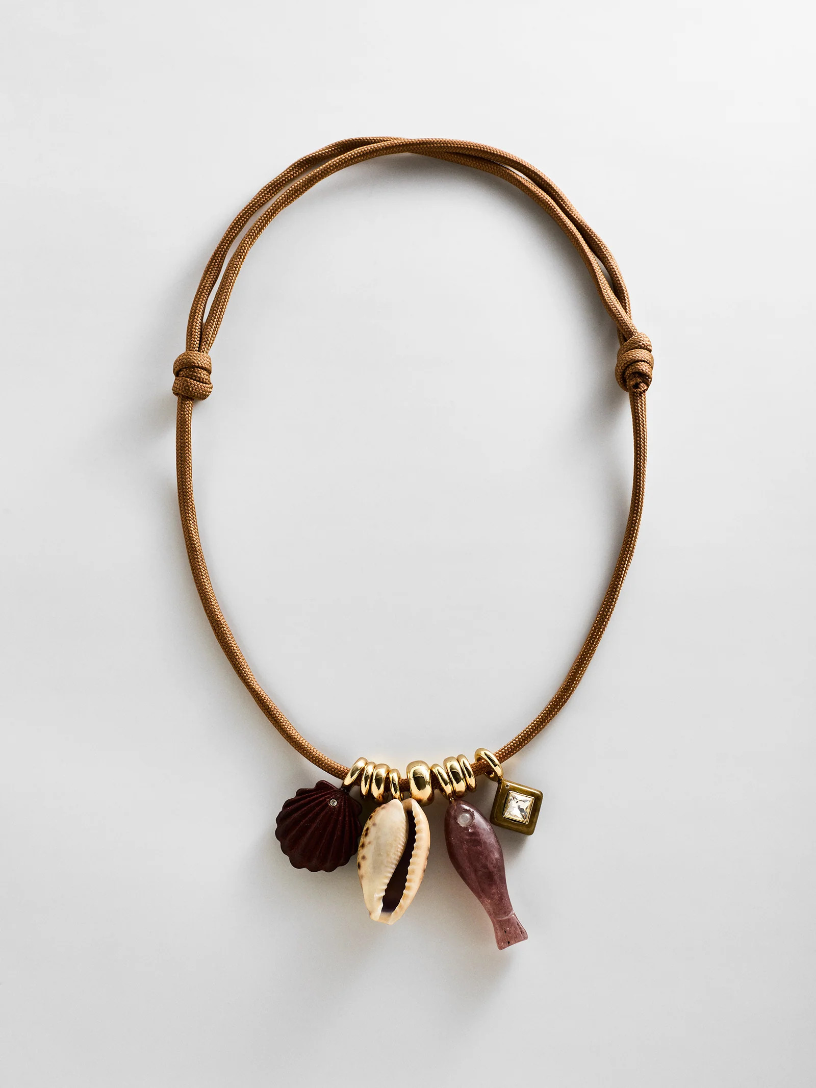 Shay Cord Charm Necklace - Brown | BaubleBar