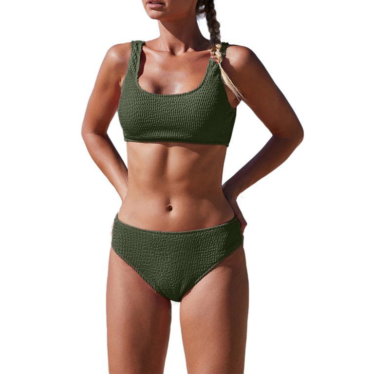 Eytino Bathing Suit for Women Crop Top High Waisted Cheeky Bikini Set Two Piece Swimsuits S-XL | Walmart (US)