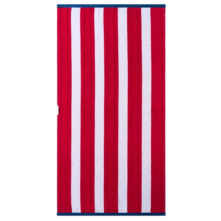 Better Homes & Gardens Oversized Cotton Blend Cabana Beach Towel, 72" x 38", Red | Walmart (US)
