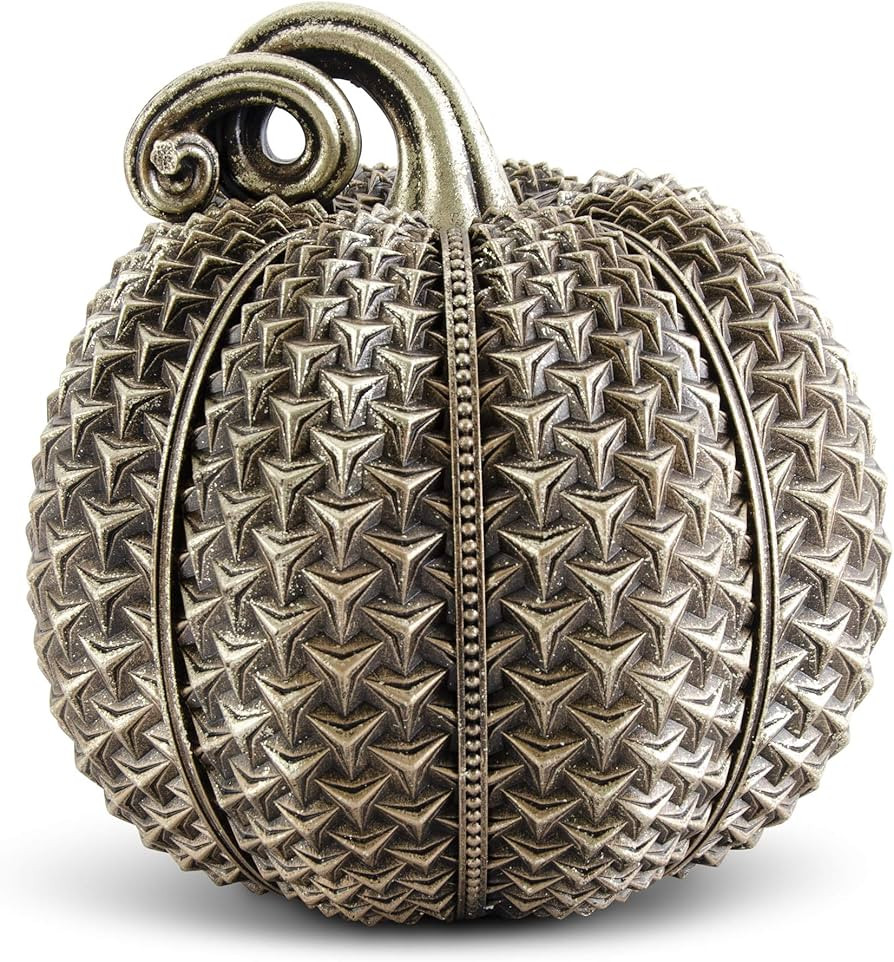 K&K Interiors 41998C 11.5 Inch Resin Antique Gold Raised Arrow Textured Pumpkin | Amazon (US)