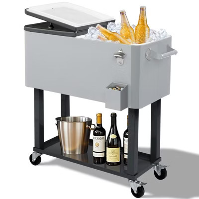 Karl Home 80 QT Sliver Outdoor Rolling Cooler Cart | Target