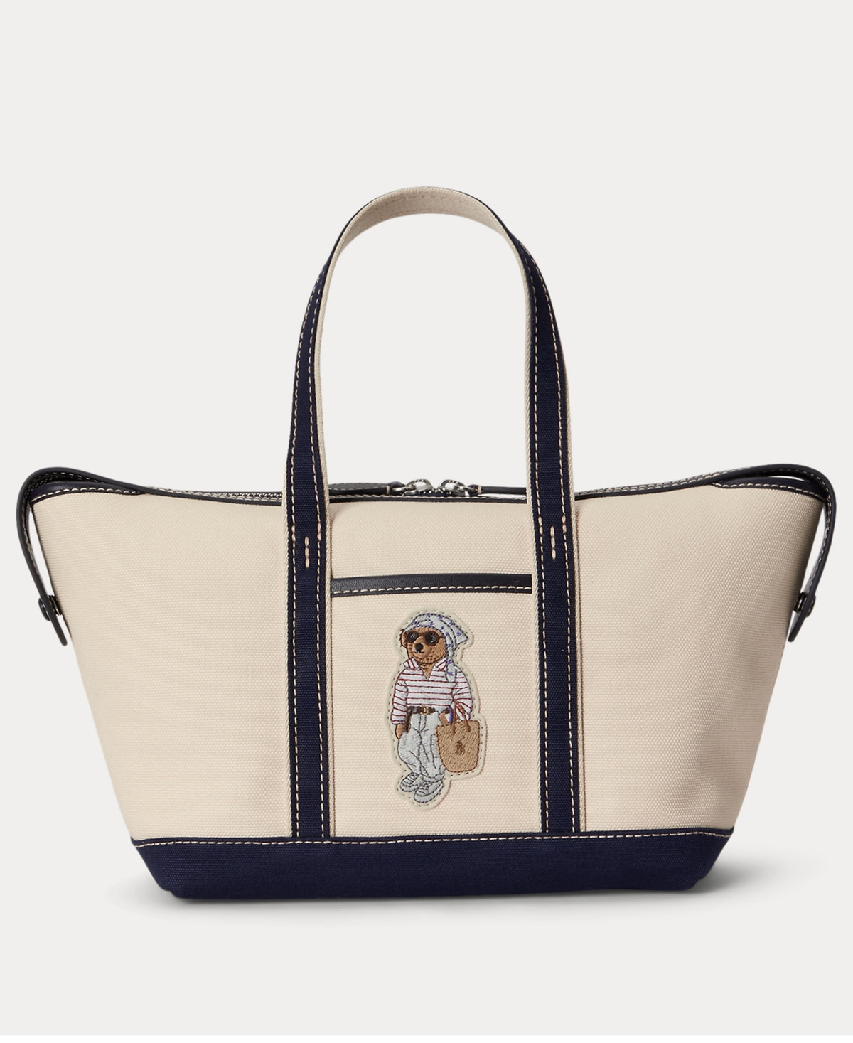 Polo Ralph Lauren Holiday Bear Canvas Mini Shopper Tote - Ecru/Newport Navy | Macy's