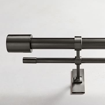 Oversized Adjustable Double Curtain Rod w/ Cylinder Finials - Dark Bronze | West Elm | West Elm (US)