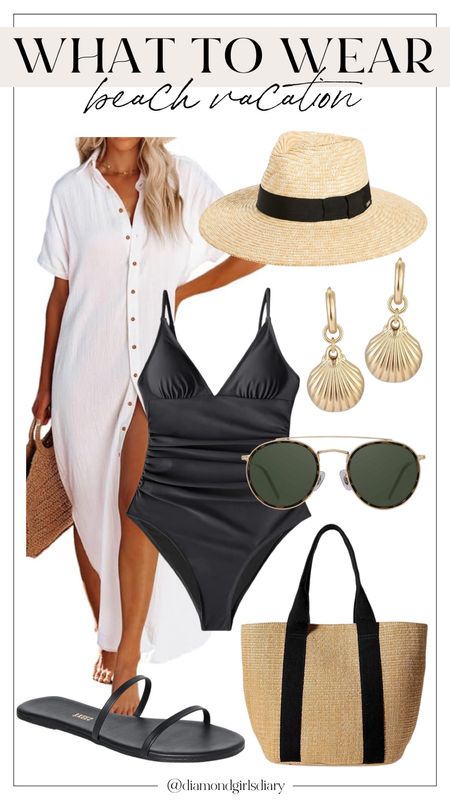Beach Vacation Outfit | Resort Wear | Beach Look | Amazon Swimsuit | Amazon One Piece Swimsuit | Swimwear 

#LTKstyletip #LTKtravel #LTKswim