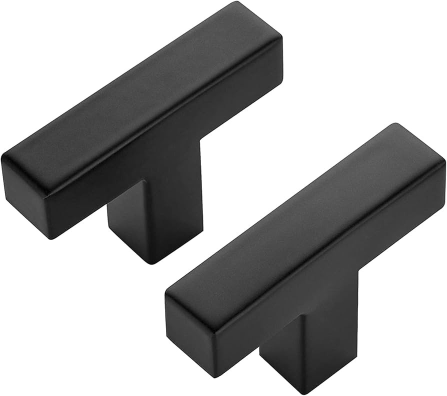 Ravinte 10 Pack Black Square Bar Cabinet Knobs 2 Inch Square Cabinet Pulls Matte Black Single Hol... | Amazon (US)