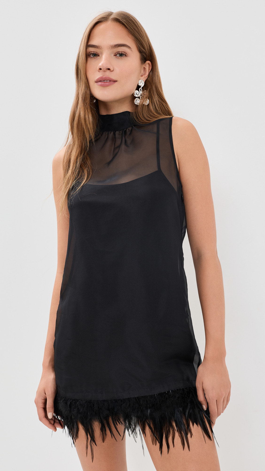 STAUD Albee Silk Mini Dress Black L | Shopbop