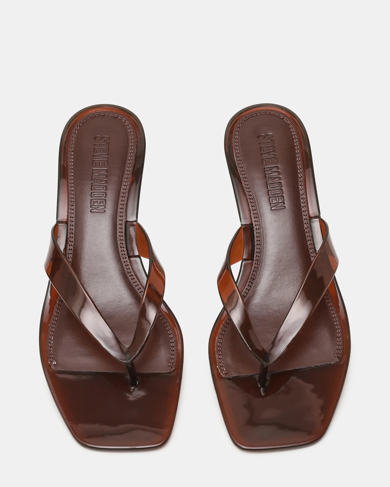 TRACIE Jelly Dark Brown Thong Strap Women's Kitten Heel | Steve Madden (US)