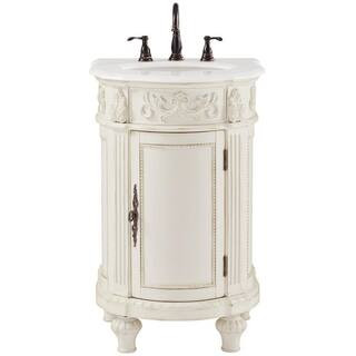 Home Decorators Collection Chelsea 22 in. W Bath Vanity in Antique White with Marble Vanity Top i... | The Home Depot