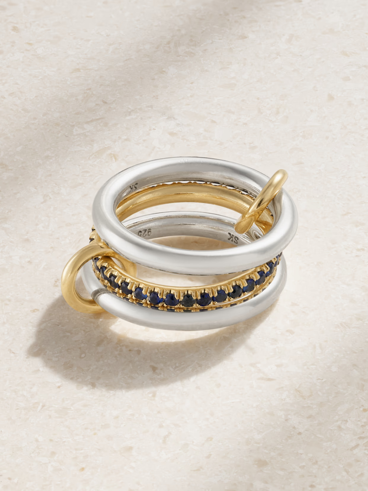 Spinelli Kilcollin - Libra Set Of Three 18-karat Gold, Sterling Silver And Sapphire Rings - 6 | NET-A-PORTER (US)