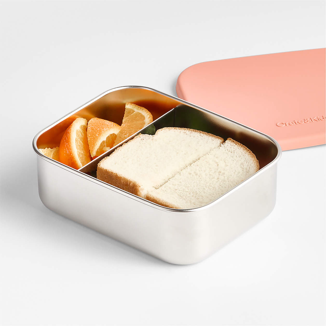 Pink Stainless Steel Dual Compartment Lunch Container + Reviews | Crate & Kids | Crate & Barrel