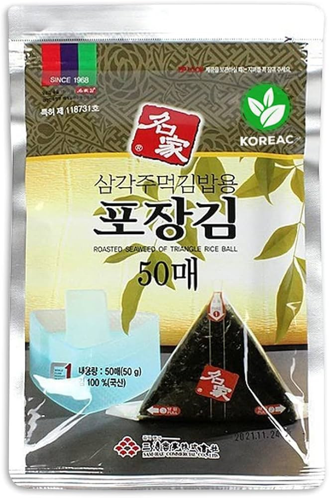 KOREAC_ Myungga [50 Sheets] Seaweed Wrappers for Triangular Onigiri Rice Ball (50sheets) | Amazon (US)