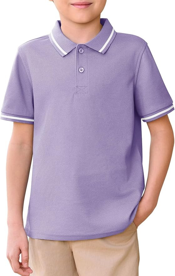 Haloumoning Kids Boys Short Sleeve School Uniform String Pique Polo Shirts 5-14 Years | Amazon (US)