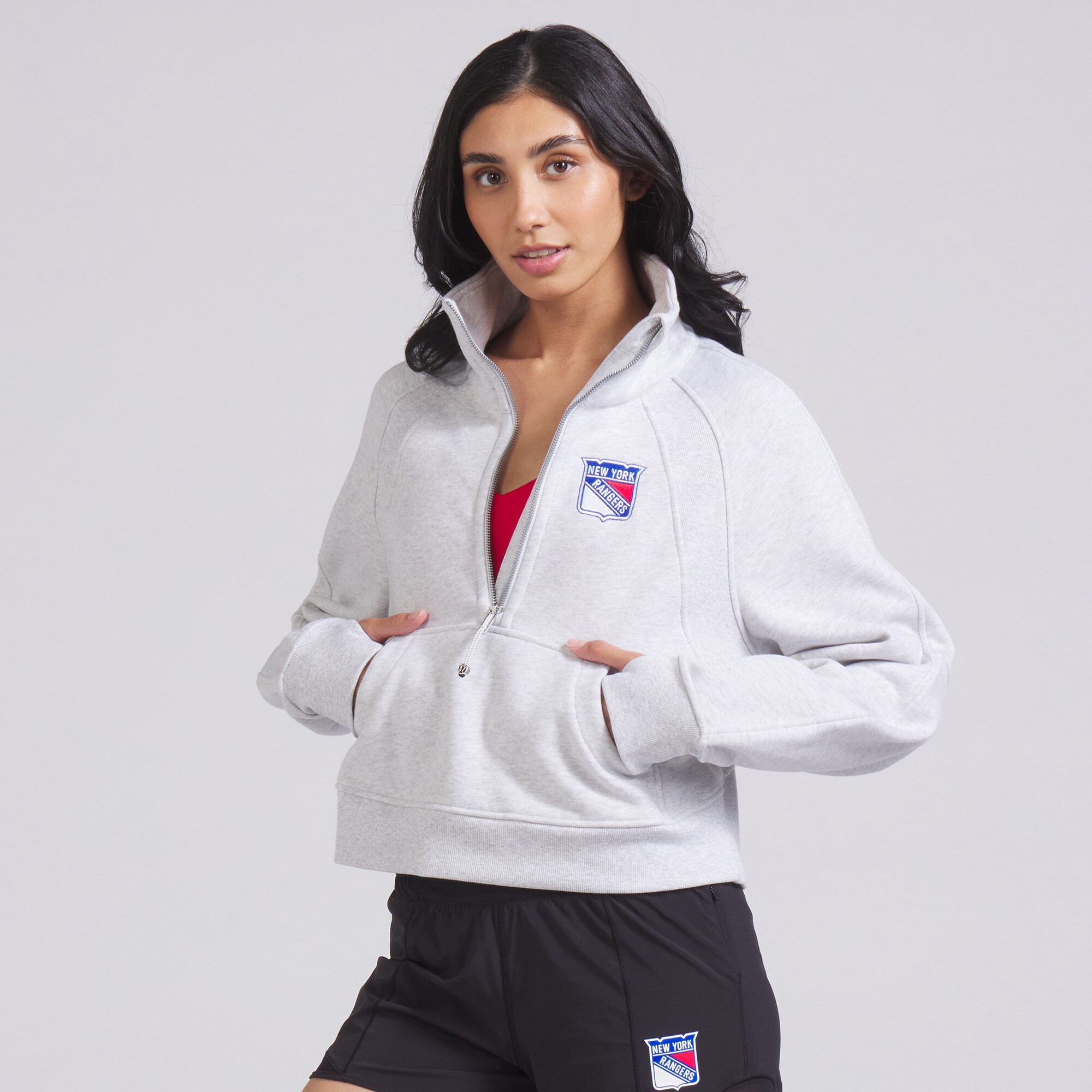 New York Rangers lululemon Women's Scuba Oversized Funnel-Neck Half Zip - Heathered Core Ultra Li... | Fanatics