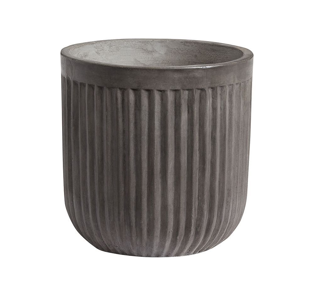 Concrete Fluted Planter, Chalk, 11.81&amp;quot; Diam. x 11.81&amp;quot; H | Pottery Barn (US)