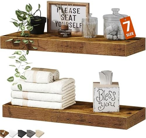 QEEIG Bathroom Floating Shelves for Wall - 15.7" Wall Mounted Shelf Over Toilet Farmhouse Home De... | Amazon (US)