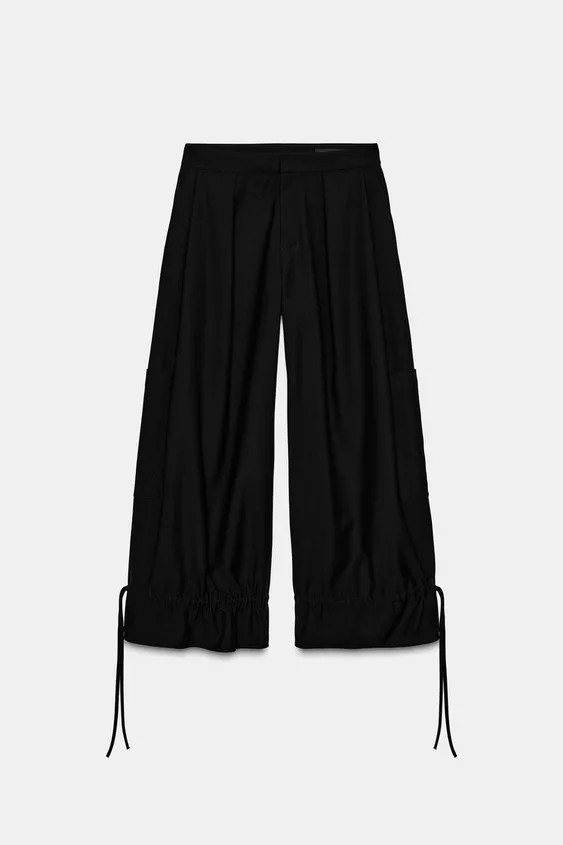 BAGGY CARGO TROUSERS WITH TIES ZW COLLECTION | Zara UK
