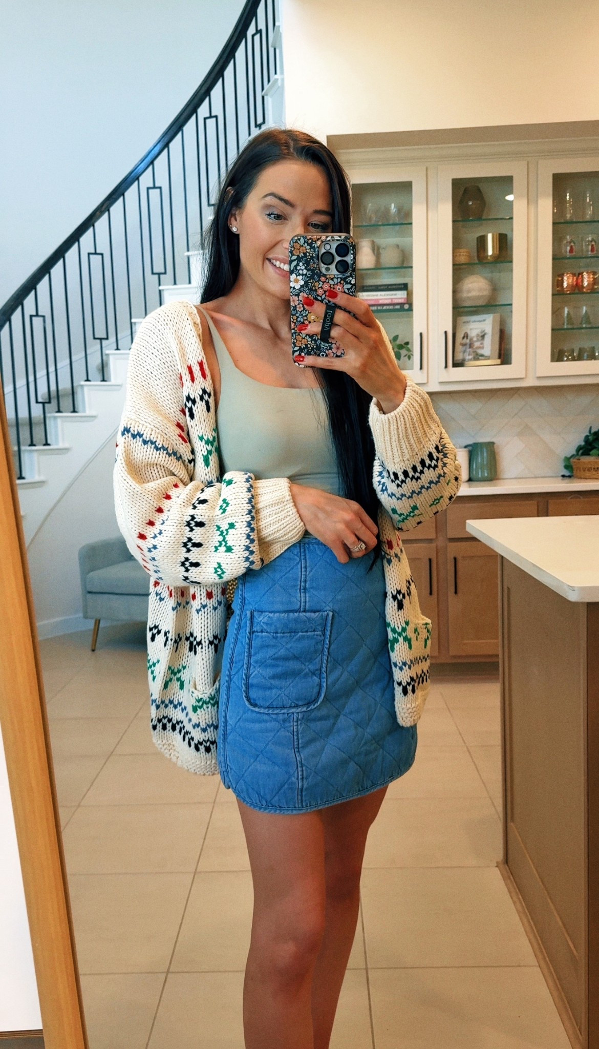 OOTD for running around! Skirt is an XS and TTS super soft and comfortable, cardigan is a small and fits oversized, very cute and versatile! Body suit is skims!! 

#LTKdayinmylife #LTKootd #LTKmomlife