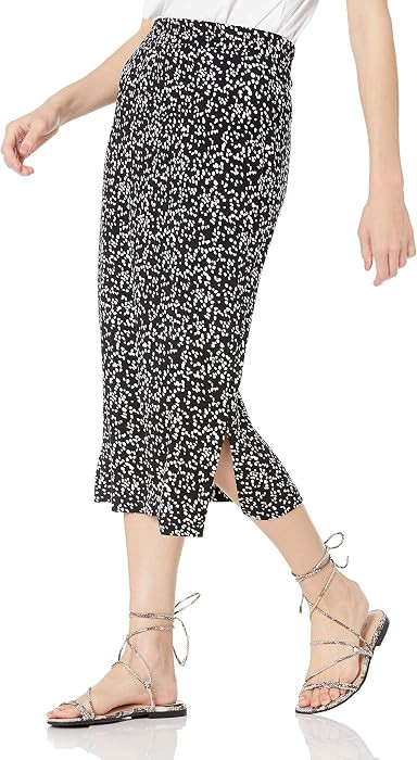 Amazon Essentials Women's Pull-On Knit Midi Skirt with Elastic Waist, Slits | Amazon (US)