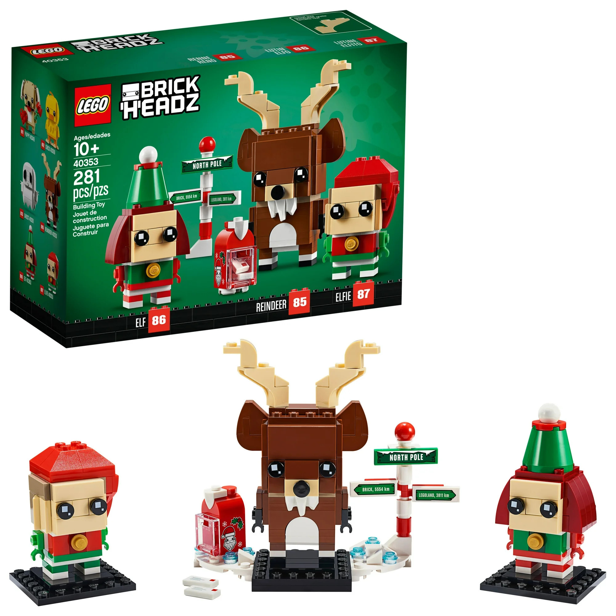 LEGO Brickheadz Reindeer, Elf and Elfie 40353 Building Toy (281 Pieces) - Walmart.com | Walmart (US)