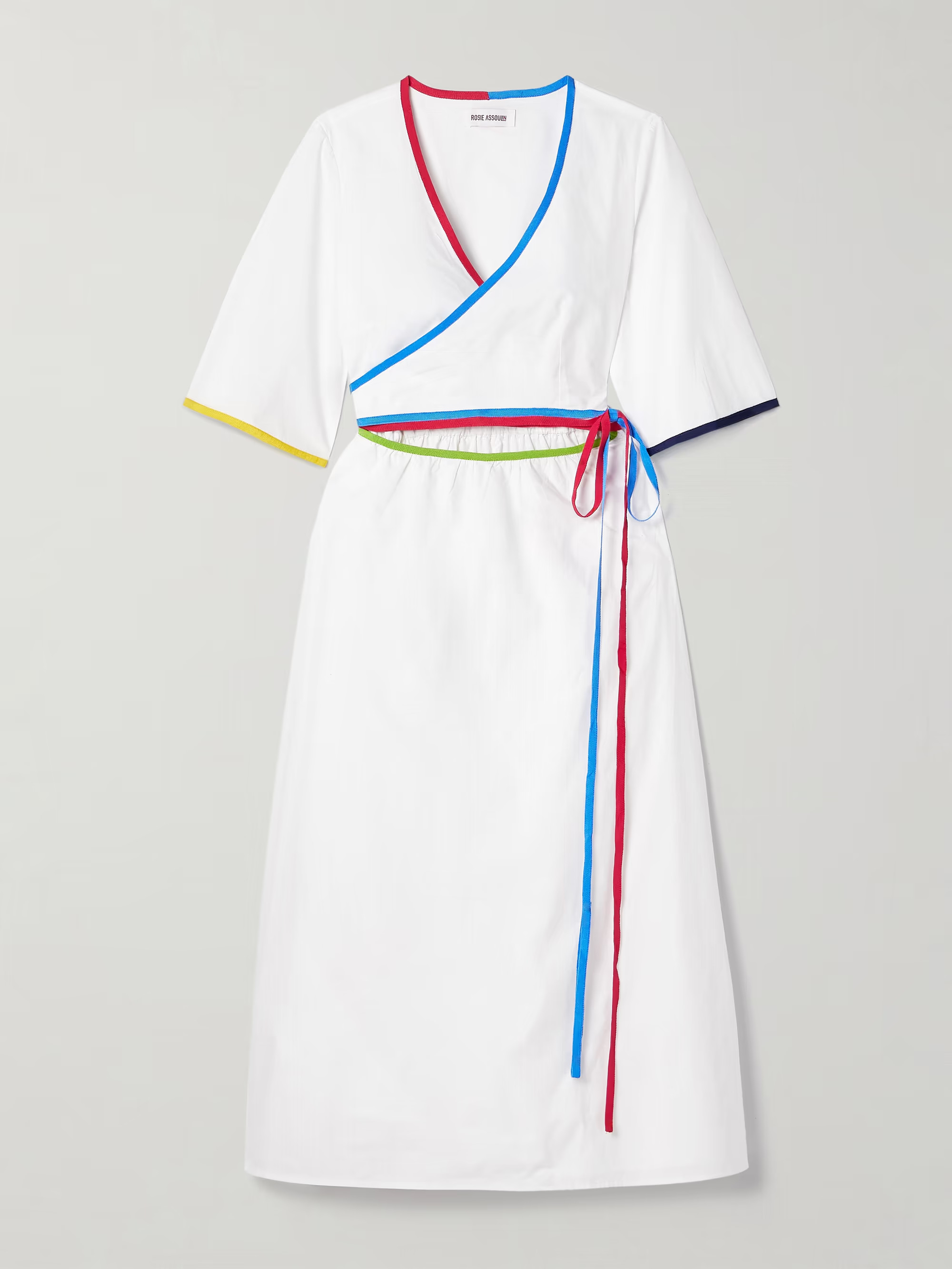 Ribbon grosgrain-trimmed cotton-poplin midi wrap dress | NET-A-PORTER APAC