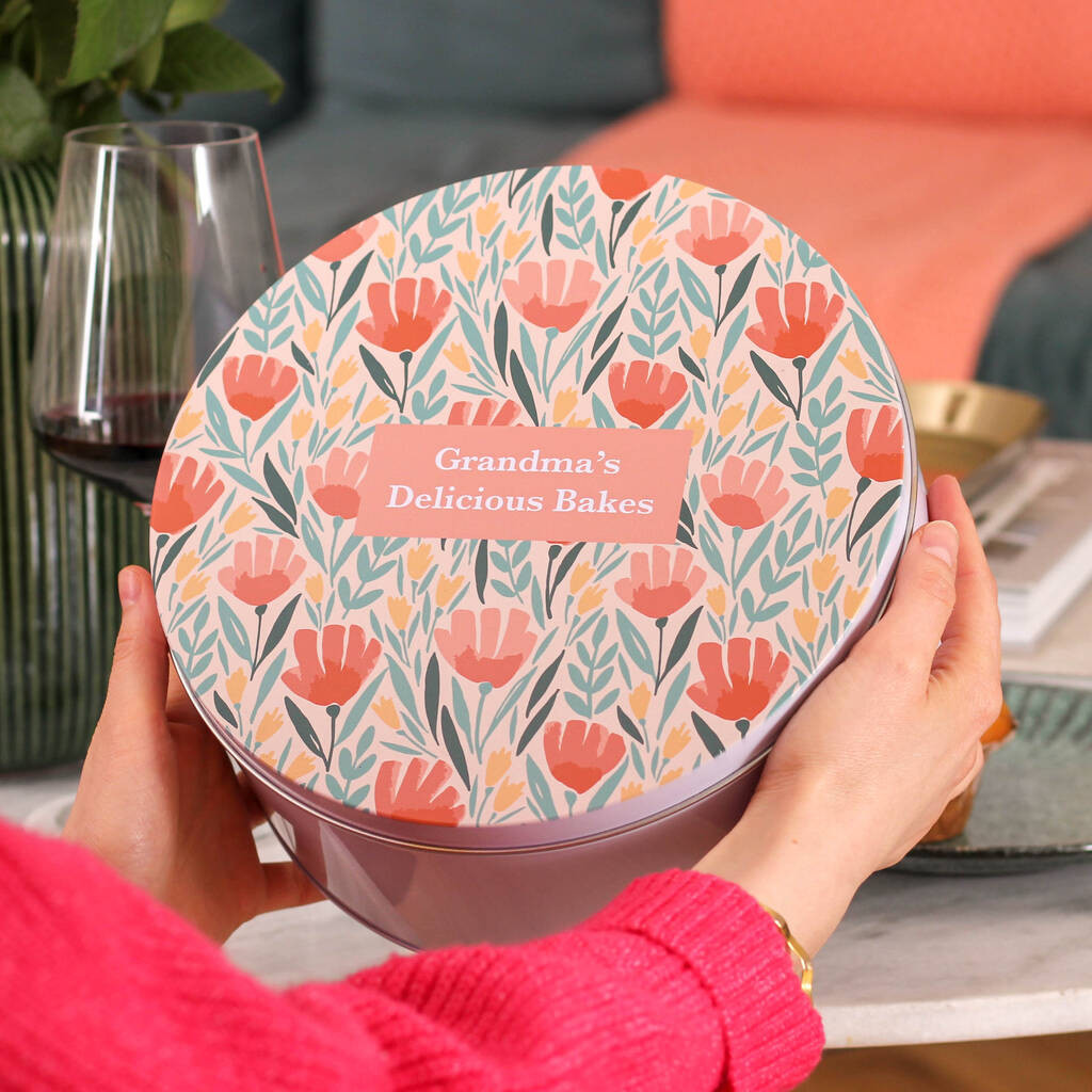 Personalised Grandma's Bakes Floral Cake Tin For Baking | Not On The High Street