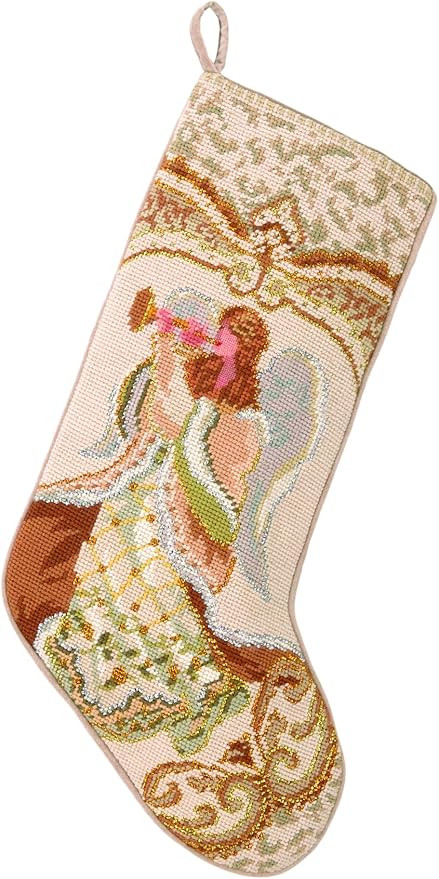 Peking Handicraft 31GY258MC Angel with Horn Needlepoint Stocking, 11x18 | Amazon (US)