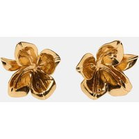Zara - Embossed Flower Earrings - Golden - M - Woman | Zara US