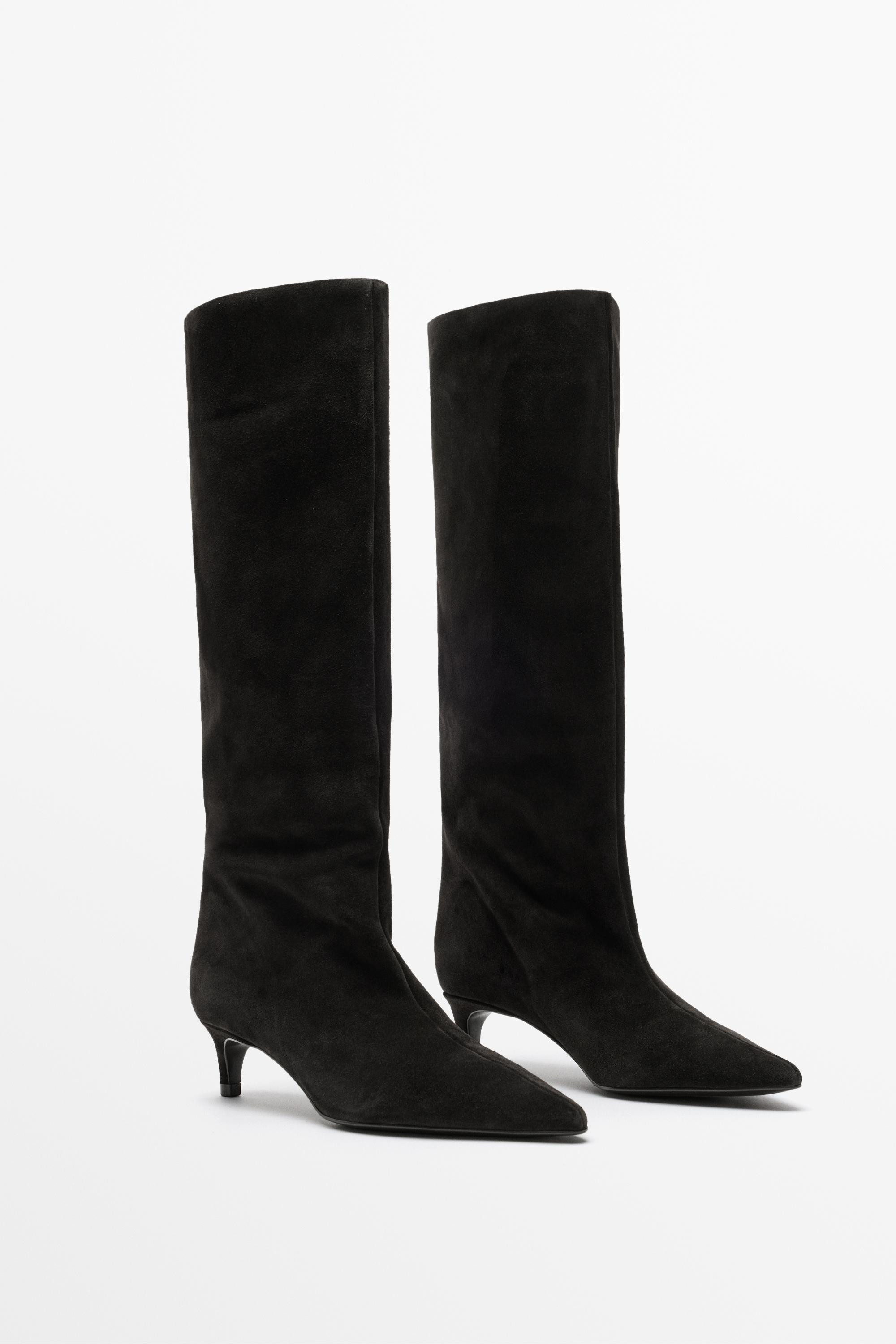 Soft leather kitten heel boot | Massimo Dutti US