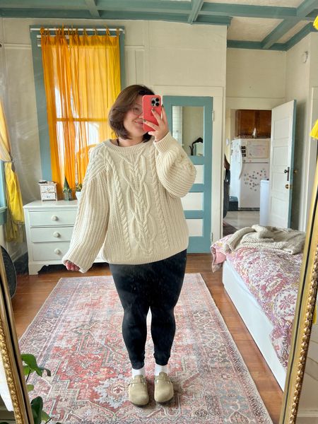 Here for allll the cozy fall moments in this sweater & my Birkenstock bostons! The ultimate autumn outfit. Size XL sweater. Size large leggings. 

#LTKSeasonal #LTKmidsize #LTKcurves