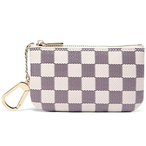 Daisy Rose Luxury Zip Checkered Key Chain pouch | PU Vegan Leather Mini Coin Purse Wallet with cl... | Walmart (US)