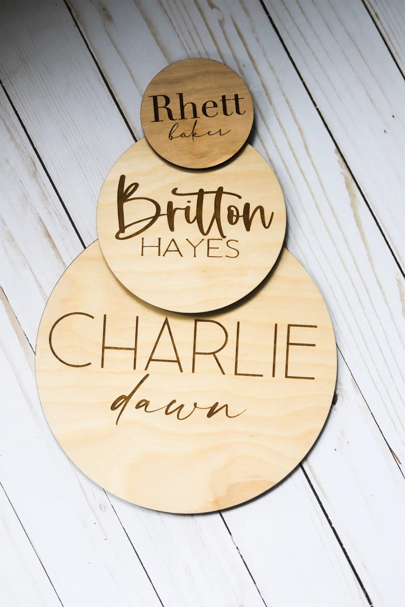Wooden Round Engraved Name Sign | Baby Announcement Sign - Etsy | Etsy (US)