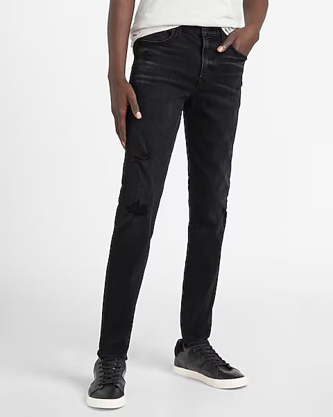 Skinny Black Ripped Hyper Stretch Jeans | Express