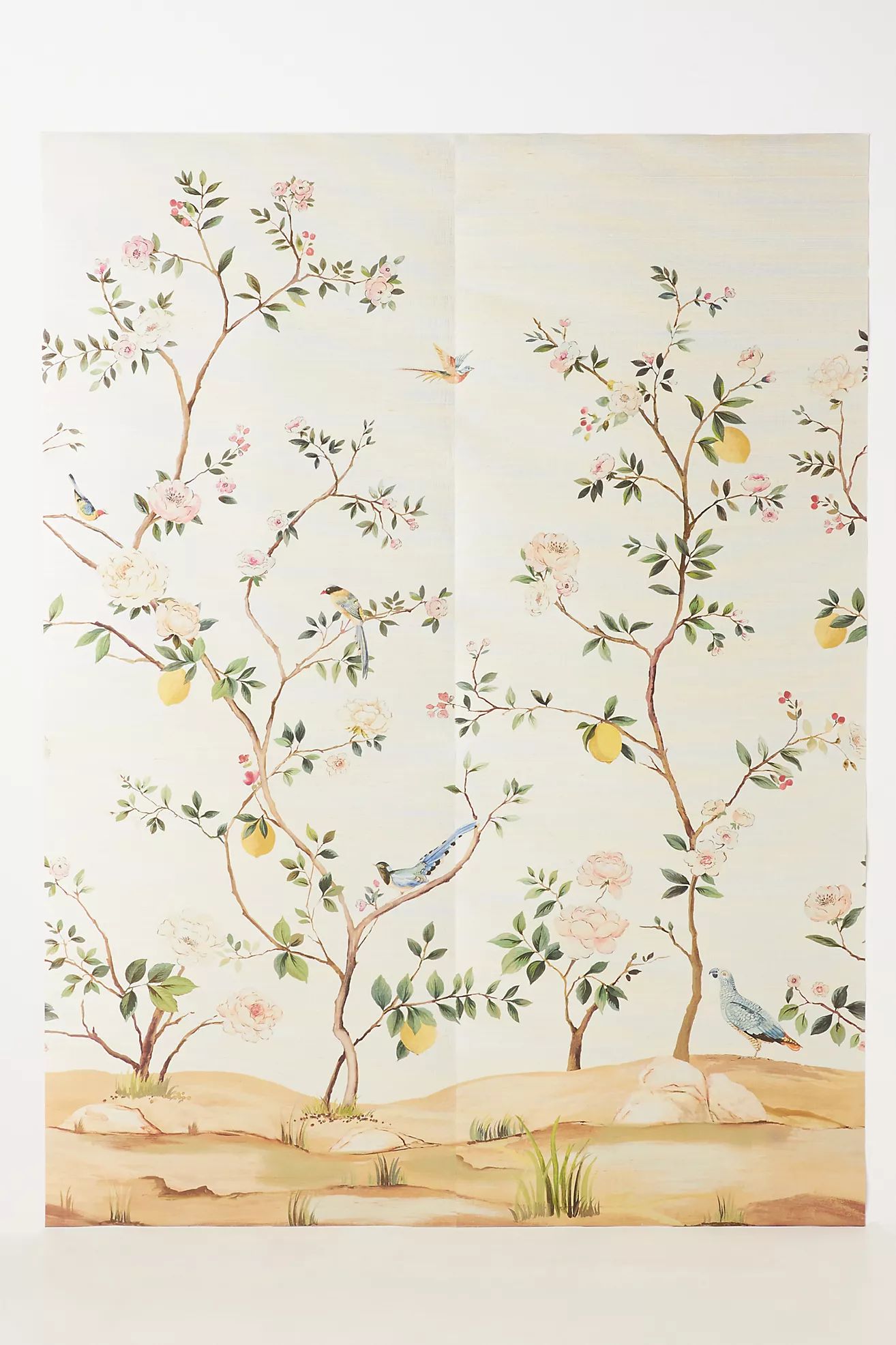 Blossom Chinoisserie Grasscloth Mural | Anthropologie (US)