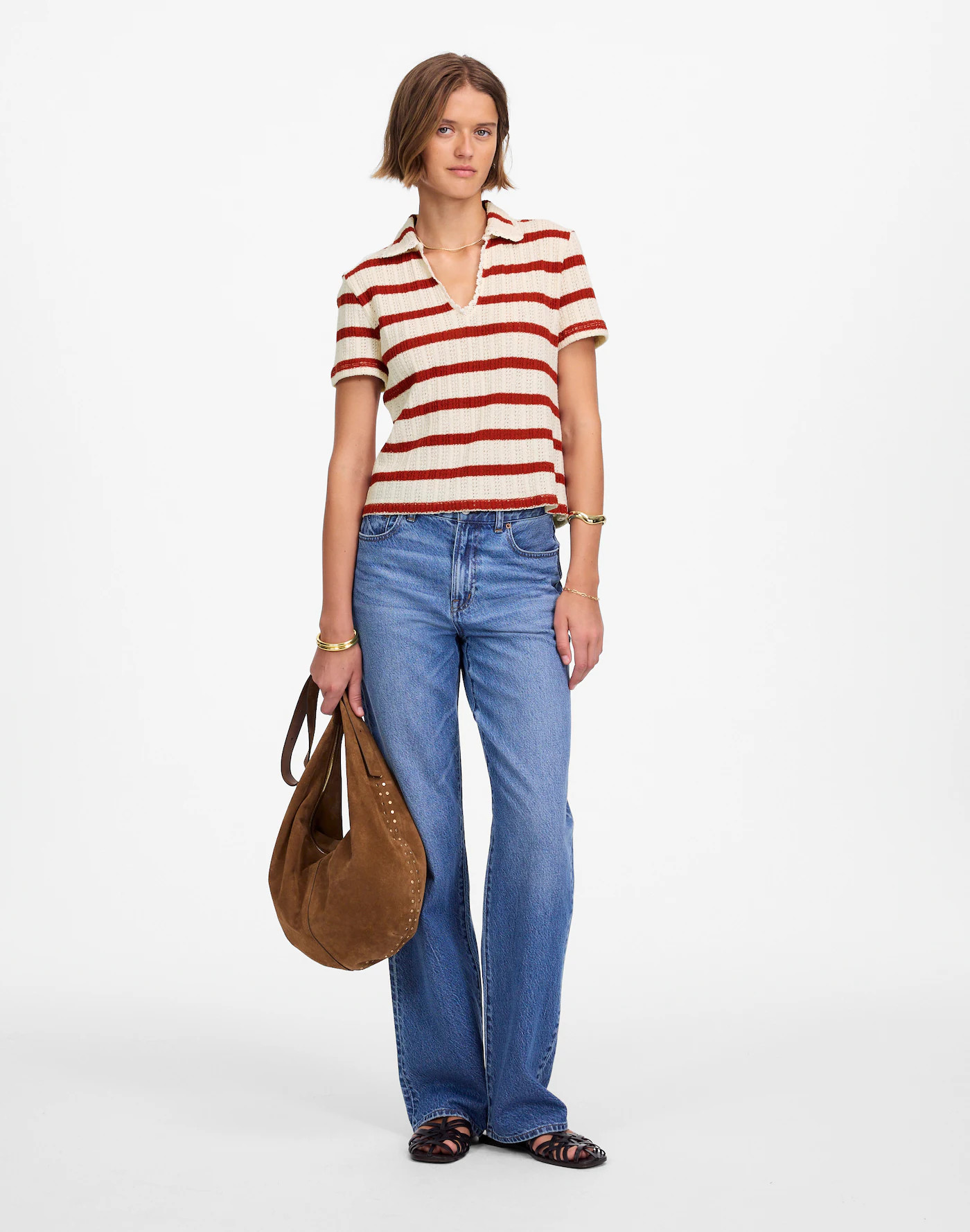 Crochet-Knit V-Neck Sweater Tee | Madewell | Madewell