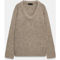 Zara - Wool Round Neck Sweater - Mink Marl - L - Woman | Zara US